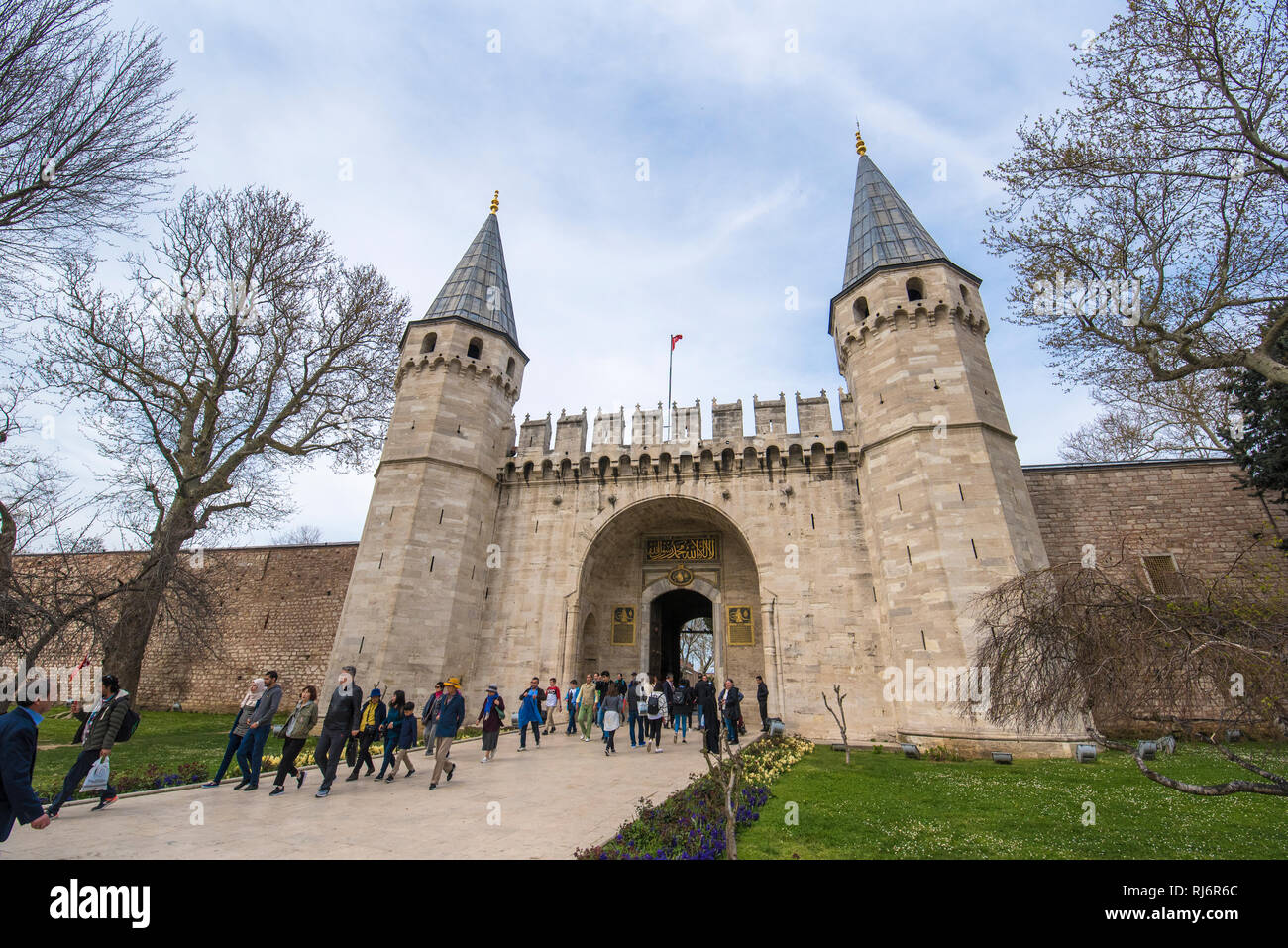 Topkapi palace. The Gate of Salutation, entrance to the Second courtyard of Topkapi Palace. It was the residence of the Sultans for 400 years Istanbul Stock Photo