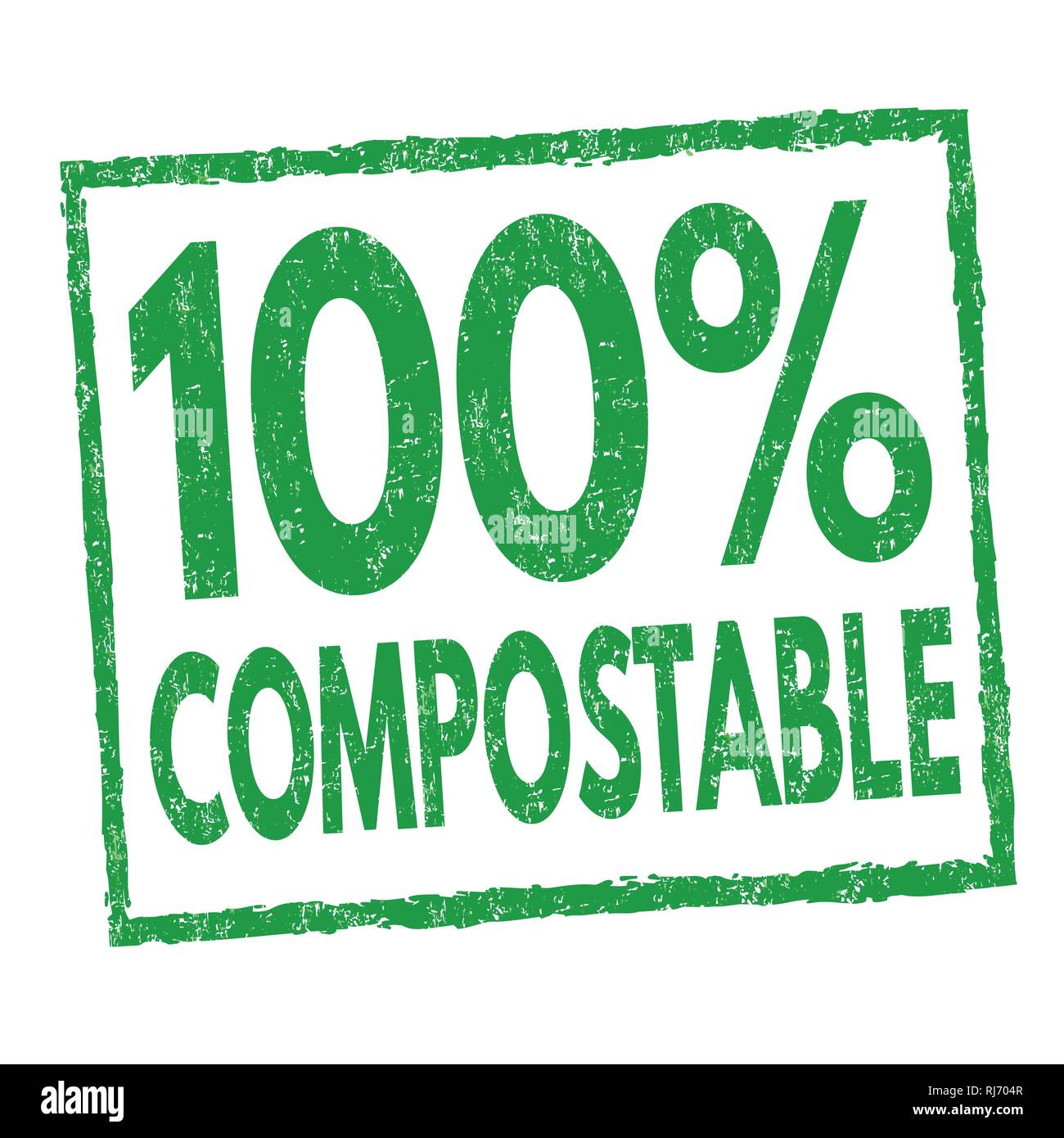 100 % compostable sign or stamp on white background, vector illustration Stock Vector