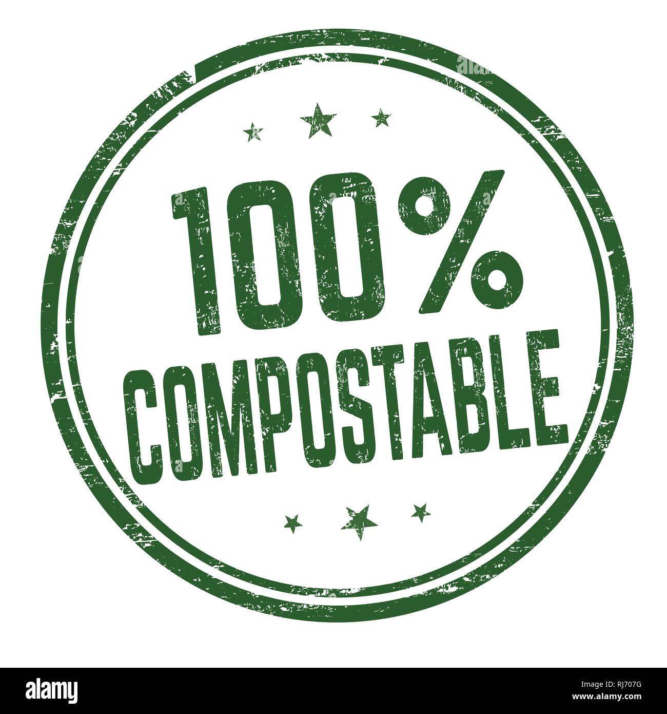 100 compostable sign or stamp on white background, vector