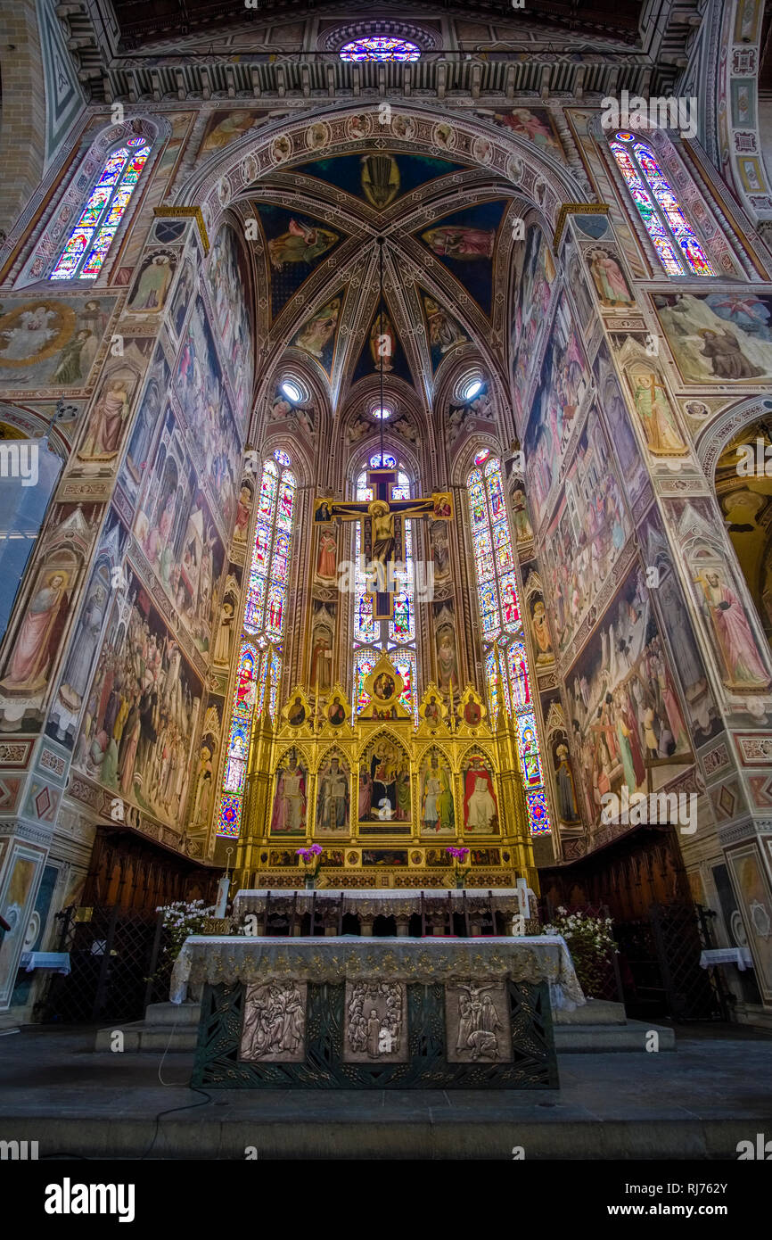 Sanctuary inside the Basilica of the Holy Cross, Basilica di Santa Croce Stock Photo