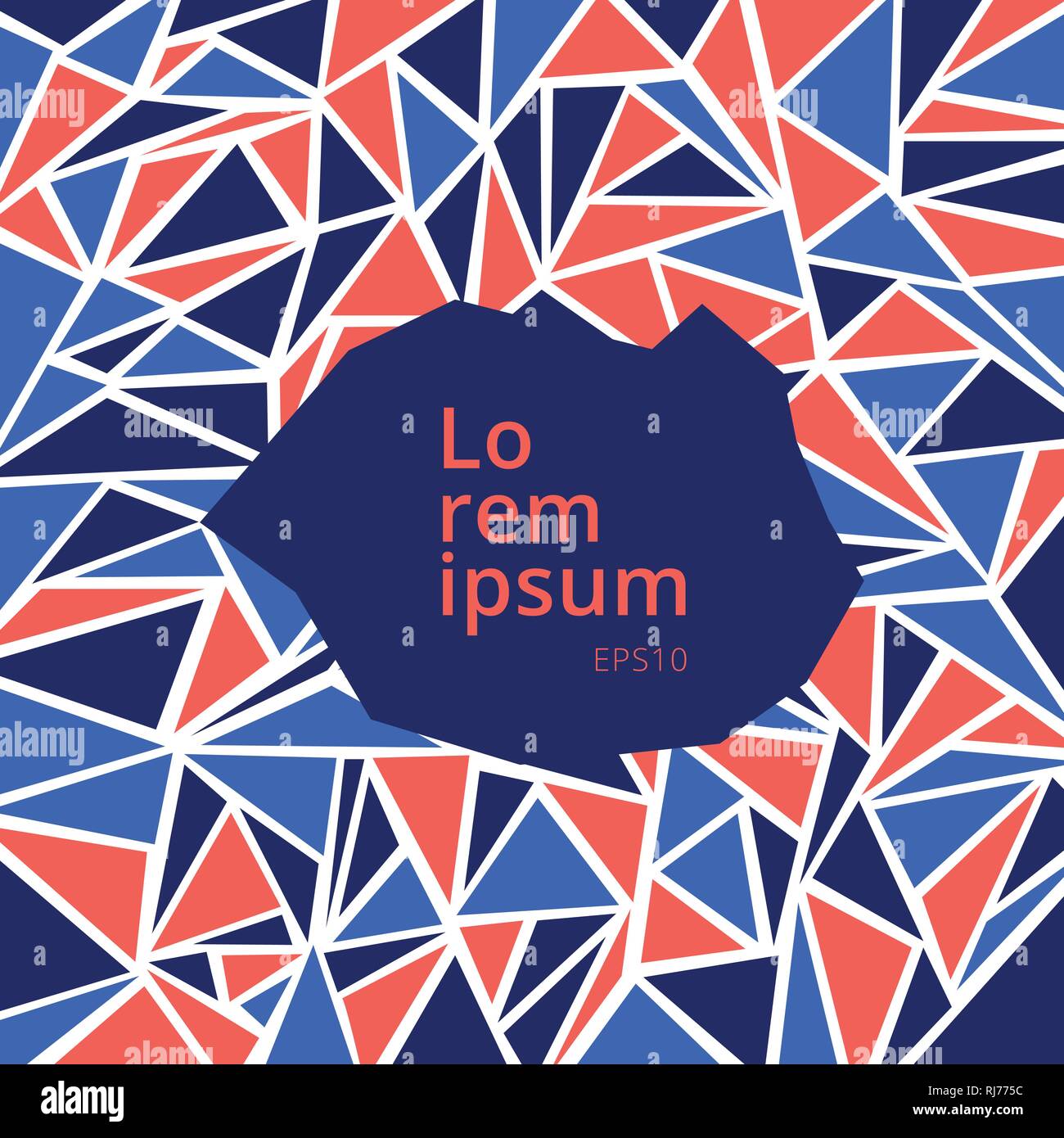 Abstract geometric and triangle patterns colorful, blue, red, on white ...