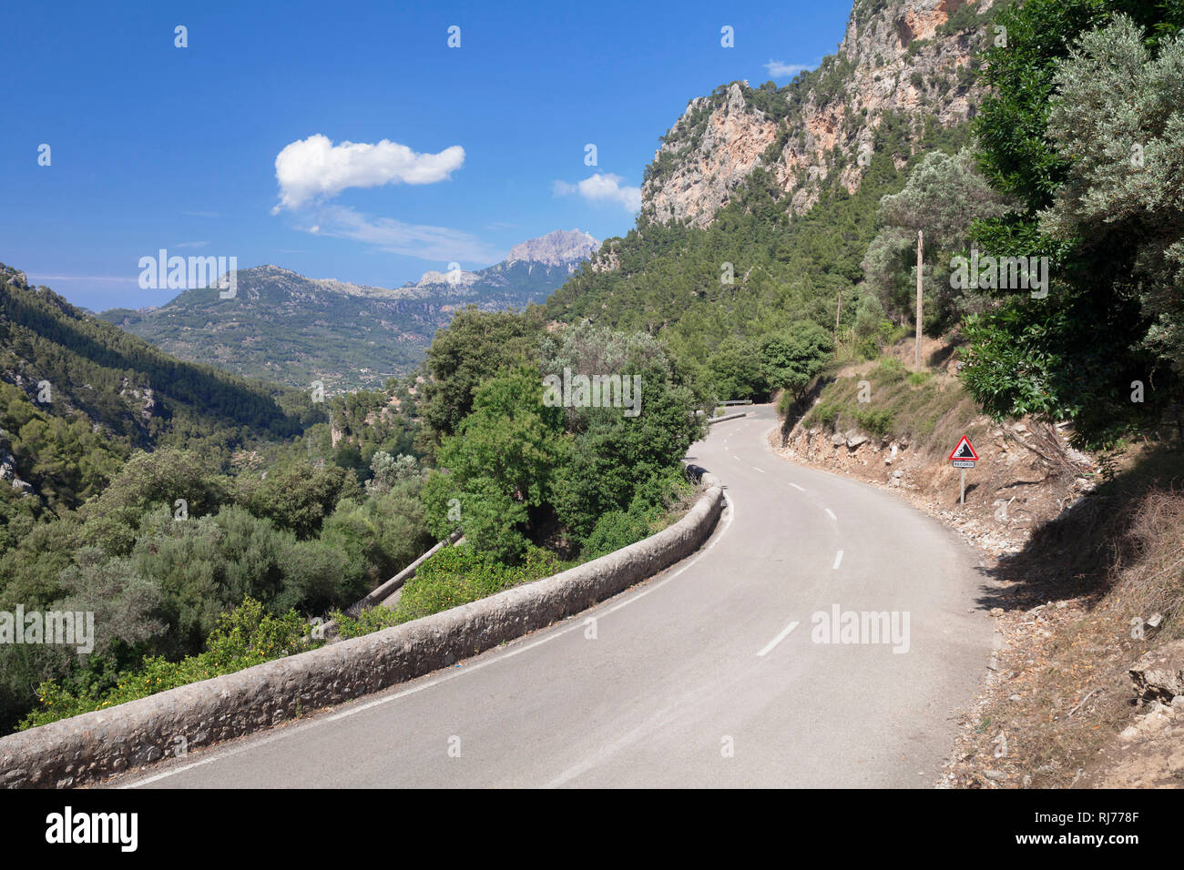 Blick vom Pass Coll de Soller auf die Sierra de Tramuntana, nahe Soller, Mallorca, Balearen, Spanien Stock Photo