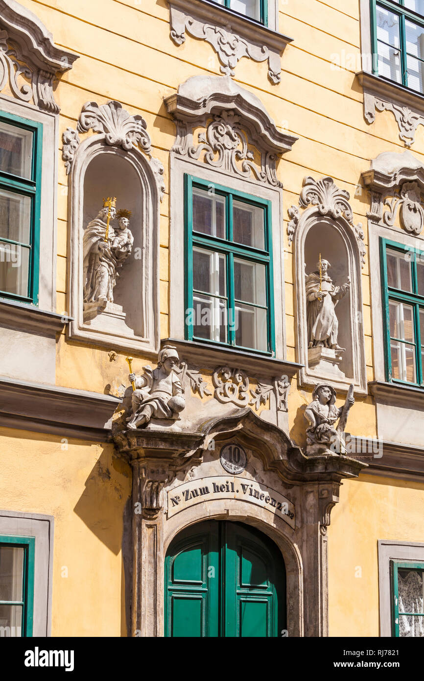 Österreich, Wien, Spittelberg, Stadtteil, Szeneviertel, Stiftgasse, Biedermeierhaus, Fassade Stock Photo
