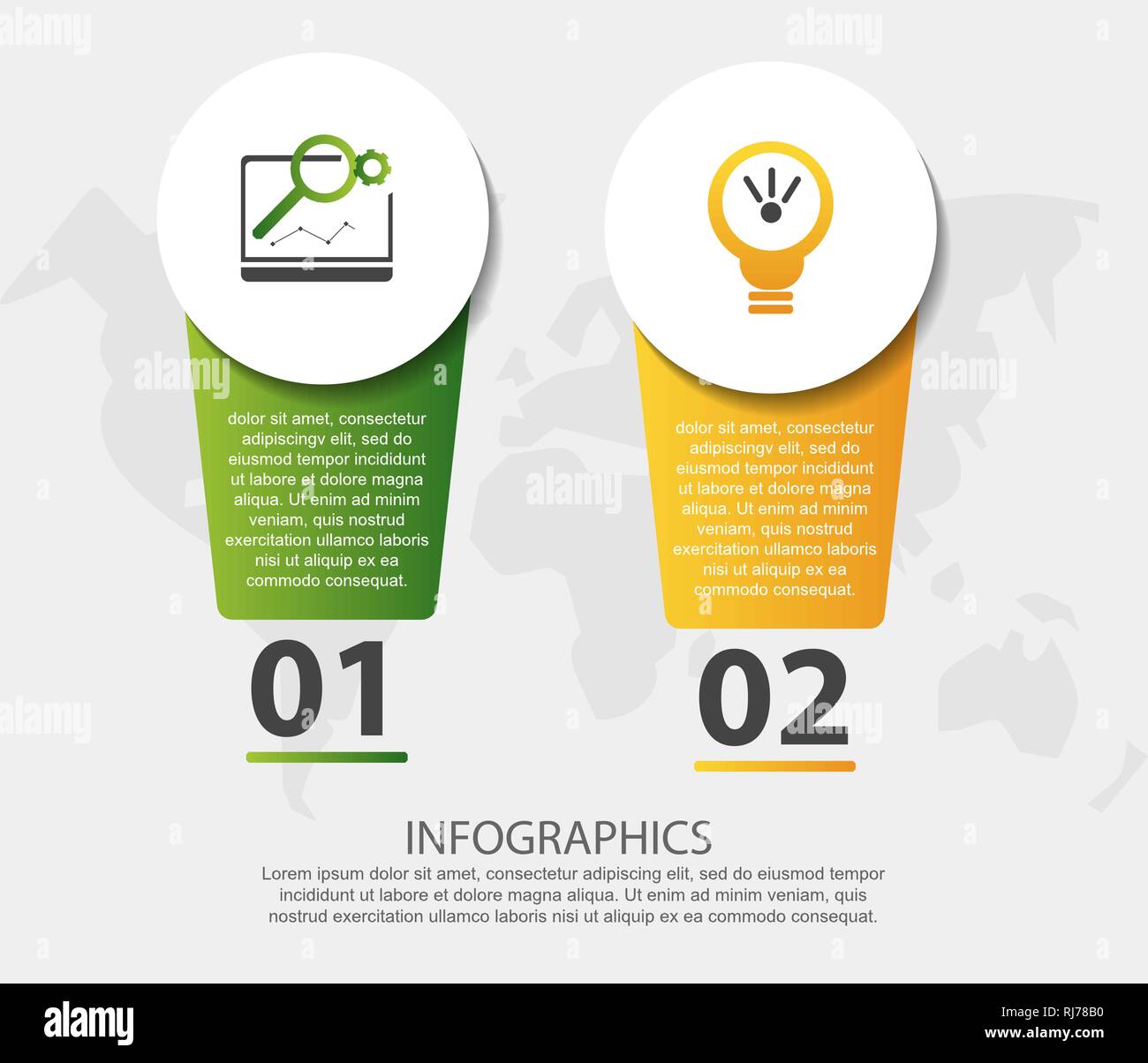 Modern vector illustration 3D. Infographic circles template with two ...