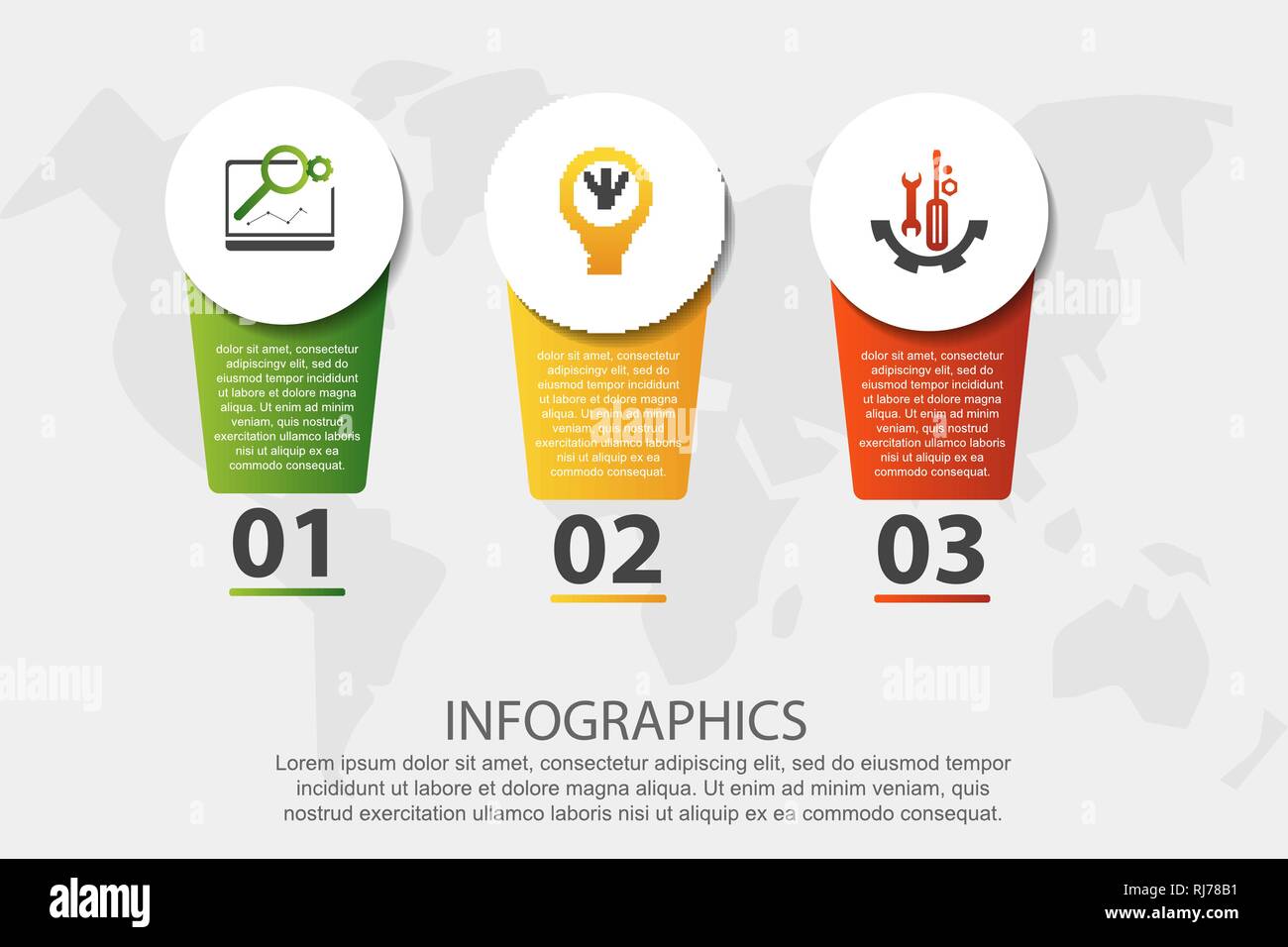 Modern vector illustration 3D. Infographic circles template with three ...
