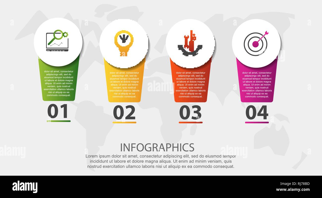 Modern vector illustration 3D. Infographic circles template with four ...