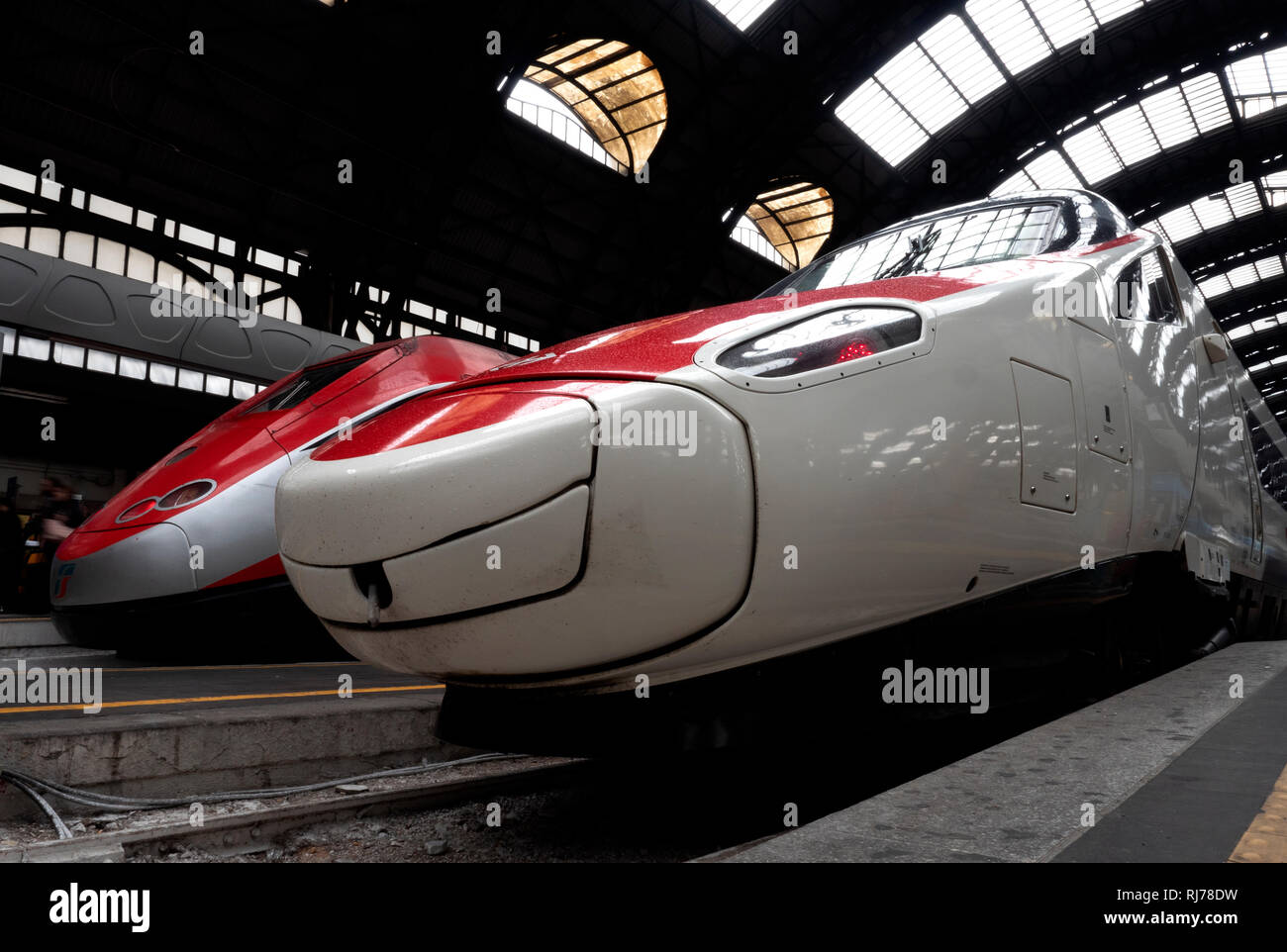 Trenitalia ETR 600 Frecciargento high-speed inter-city train at Milan Central Station, Millan, Lombardy, Italy. Stock Photo