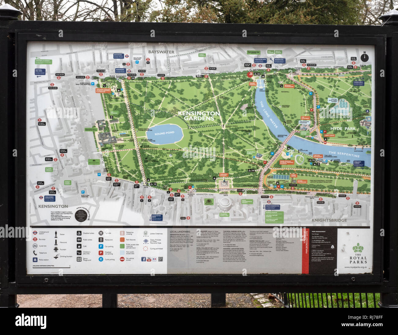 Map And Information Board At Kensington Gardens Kensington London England Uk RJ78FF 