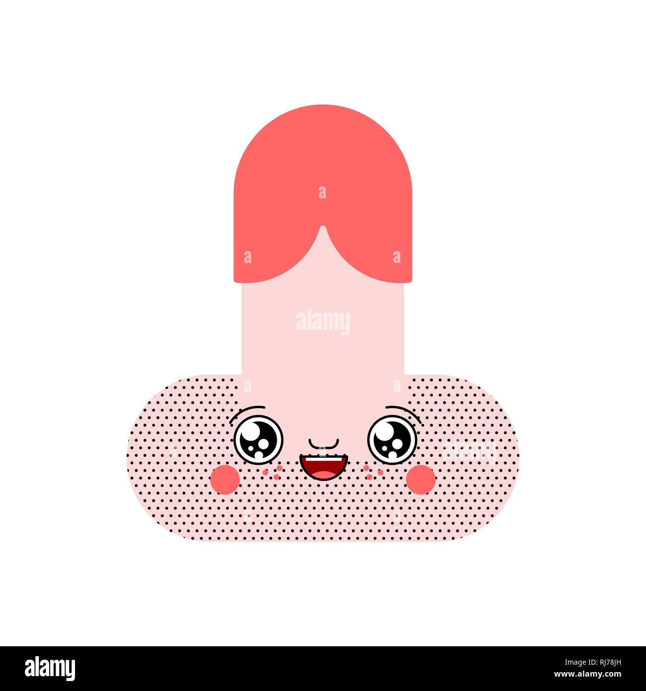 Penis kawaii Cute cartoon. Funny Character. Sweet Male member vector  illustration Stock Vector Image & Art - Alamy