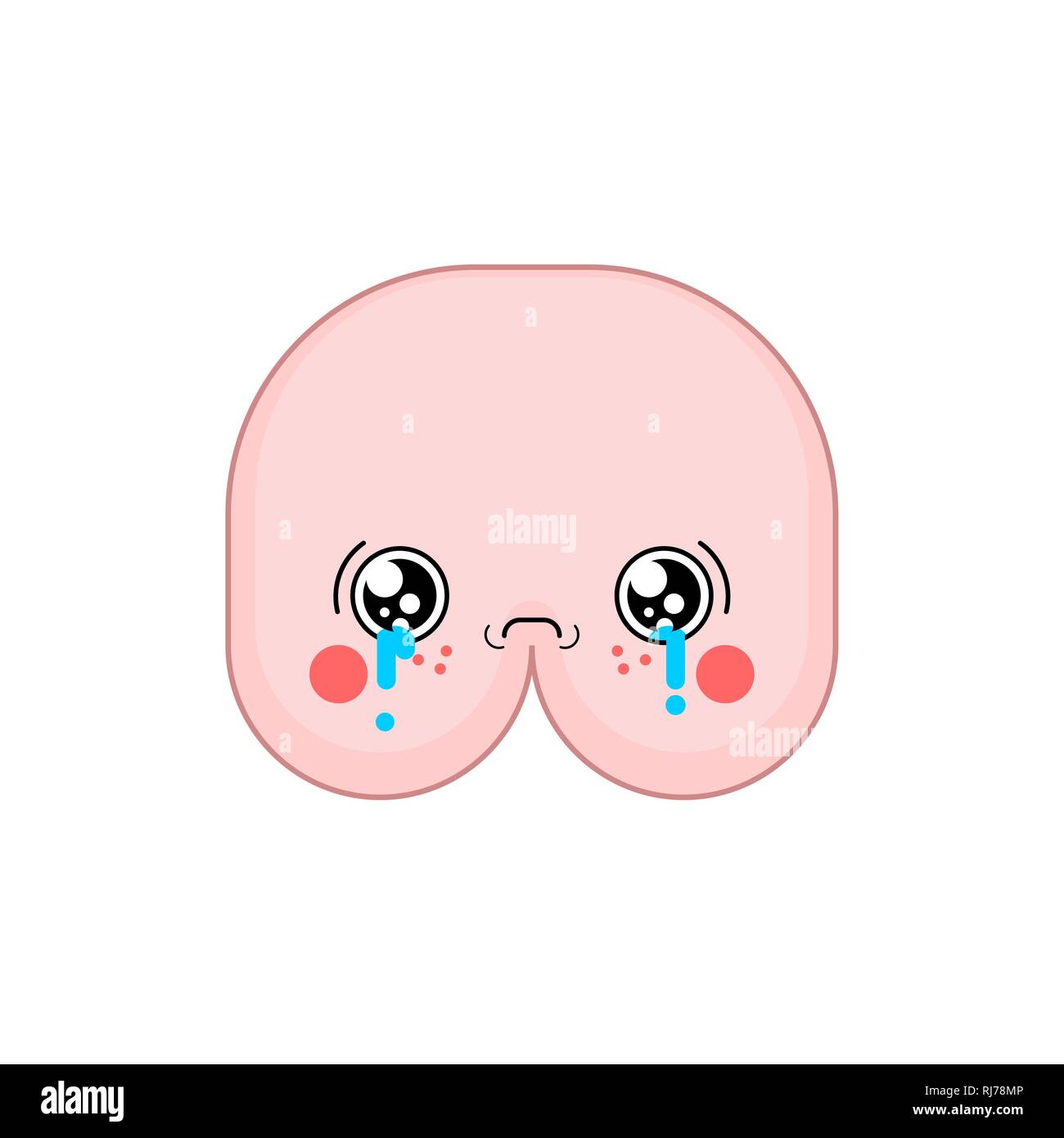 Sad Kawaii ass Cute cartoon. Funny butt Crying Stock Vector Image ...