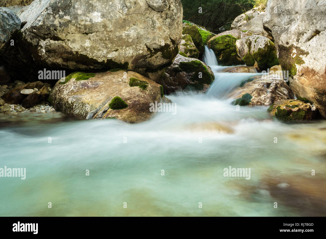 Der Fluss Soca im Triglav Nationalpark in Slowenien Stock Photo