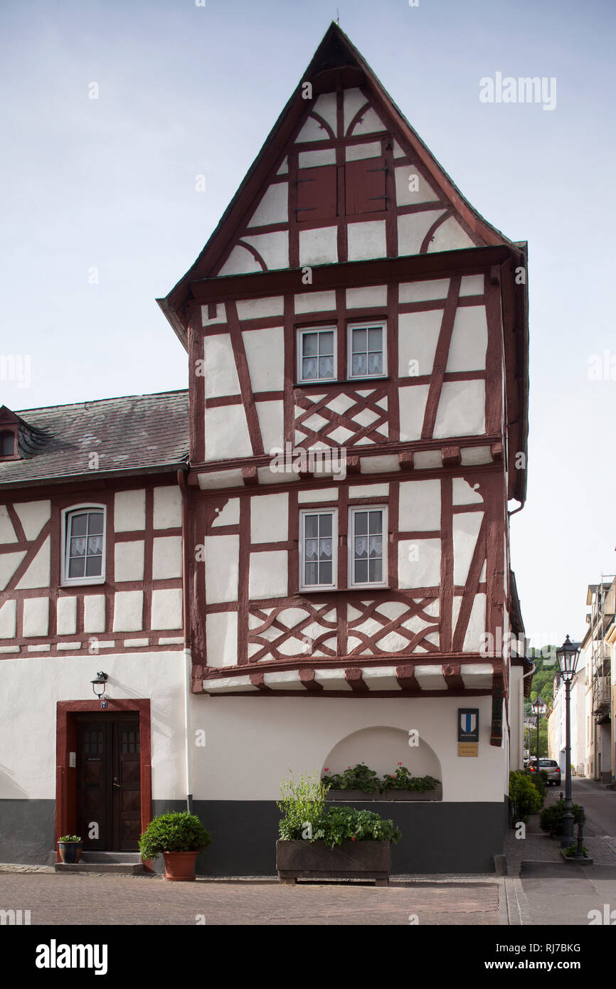 Fachwerkhaus, ehemaliger Adelshof Neusser Hof, Boppard, Unesco Weltkulturerbe Oberes Mittelrheintal, Rheinland-Pfalz, Deutschland, Stock Photo