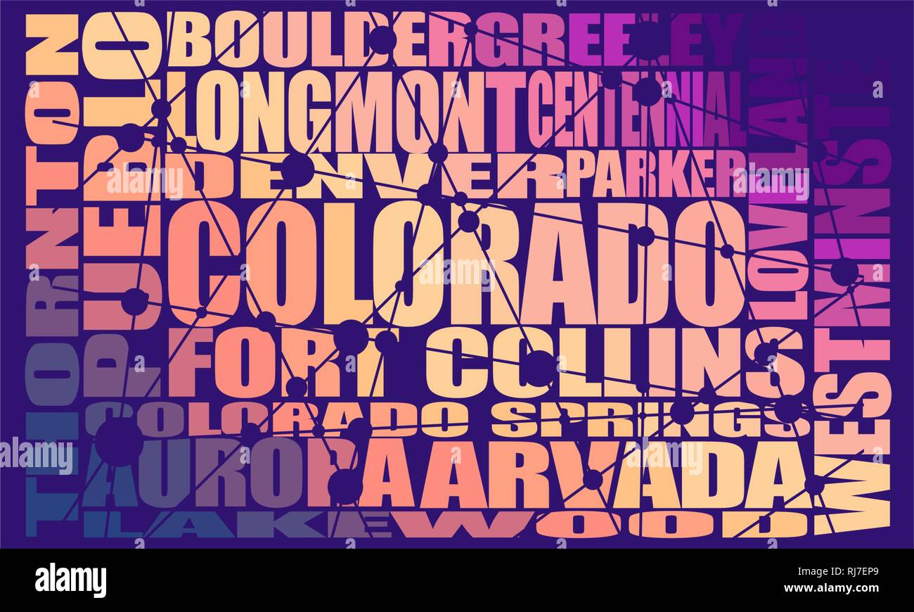 Colorado state cities Stock Vector