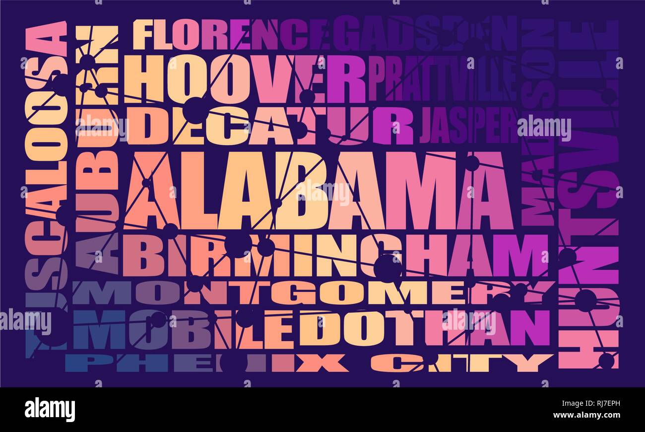 Alabama state cities Stock Vector