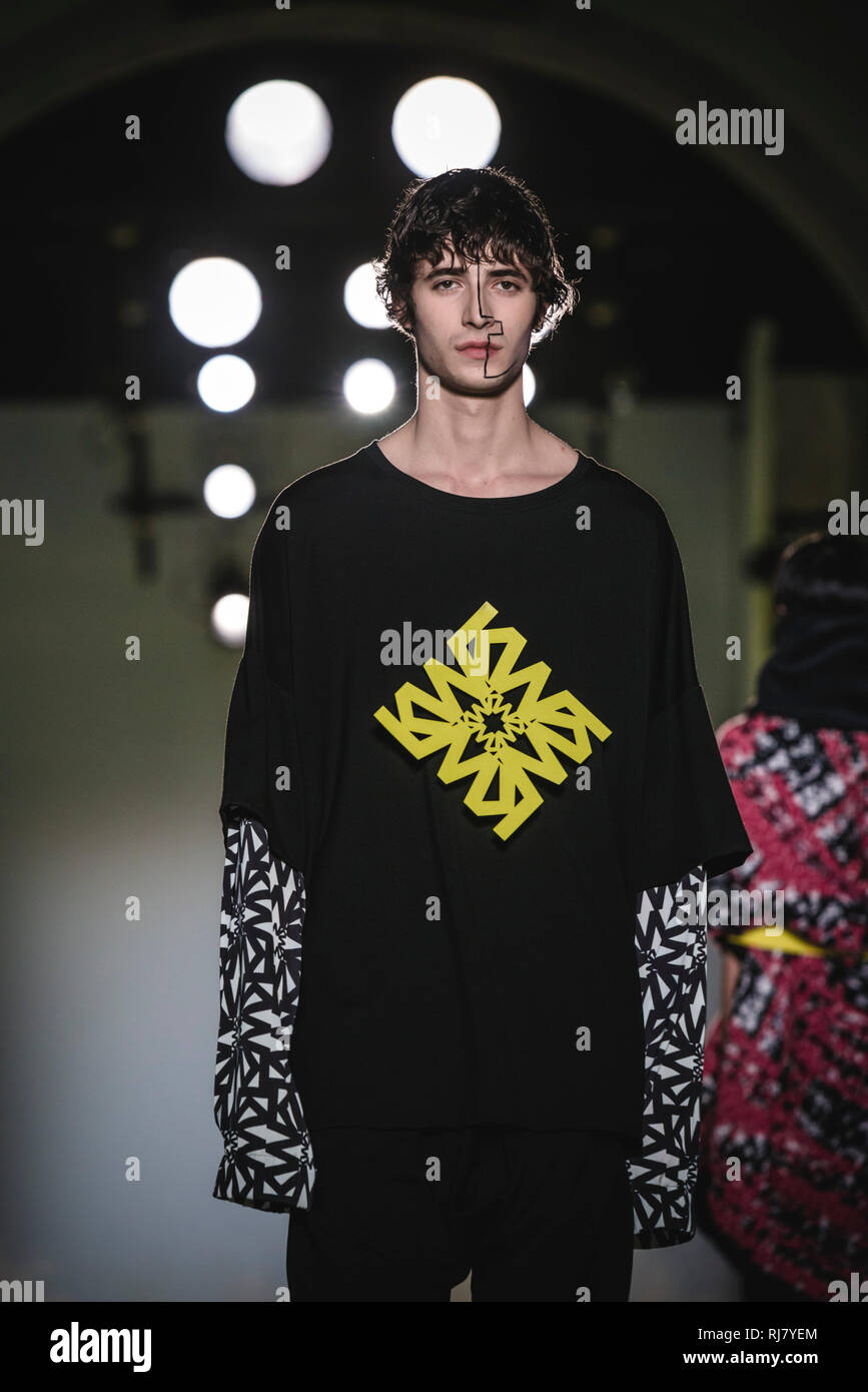 Barcelona, Spain. 5th Feb, 2019. A model walks the runway at the Killing Weekend fashion show presenting the new 'Zero Year' collection during 080 Barcelona Fashion Week Credit: Matthias Oesterle/Alamy Live News Stock Photo
