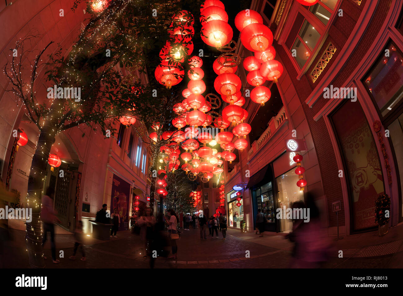 Hong Kong China January 5th 2019 Decorations Lit Up For The