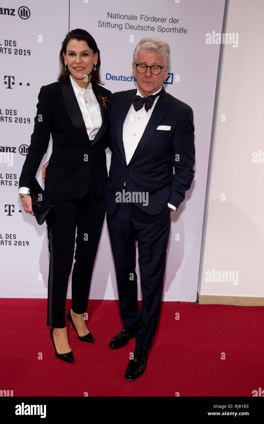 Marcel REIF, Sport Moderator, and Marion KIECHLE, Red Carpet, Red Carpet Show, Ball of Sports on 02.02.2019 in Wiesbaden | usage worldwide Stock Photo