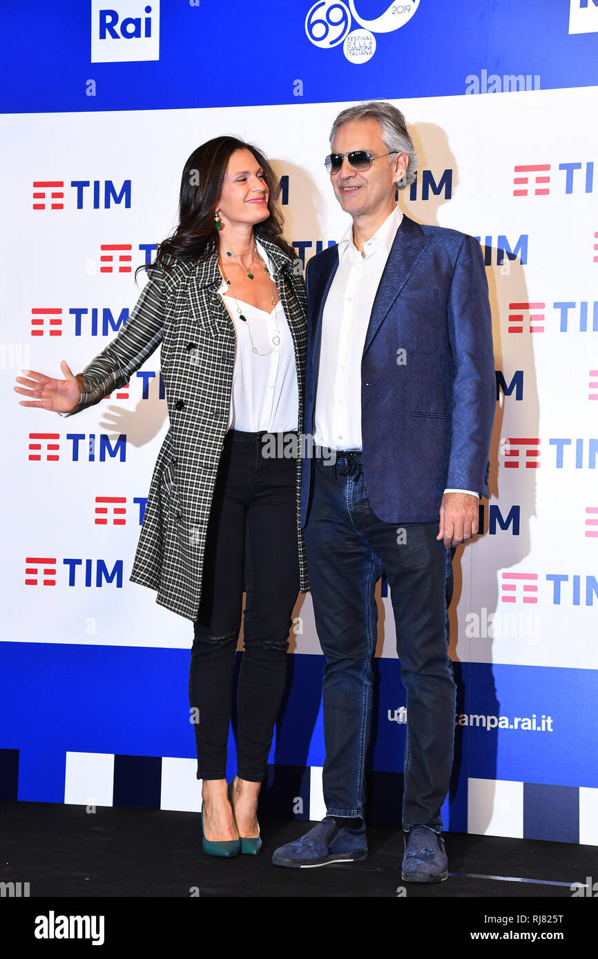 Veronica Berti (l-r), Andrea Bocelli, Amos Bocelli and Matteo Bocelli  attend the Cinema Against AIDS, Stock Photo, Picture And Rights Managed  Image. Pic. PAH-48822759