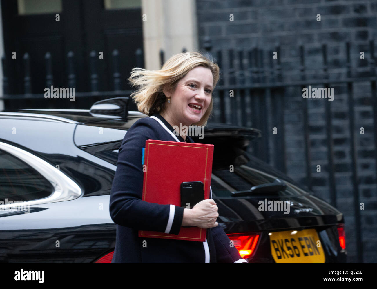 London, UK. 05th Feb, 2019. Amber Rudd, Secretary of State for Work and Pensions, arrives for the Cabinet Meeting. Credit: Tommy London/Alamy Live News Stock Photo