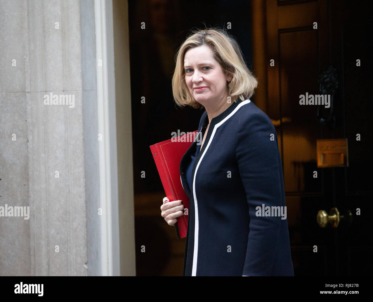 London, UK. 05th Feb, 2019. Amber Rudd, Secretary of State for Work and Pensions, arrives for the Cabinet Meeting. Credit: Tommy London/Alamy Live News Stock Photo