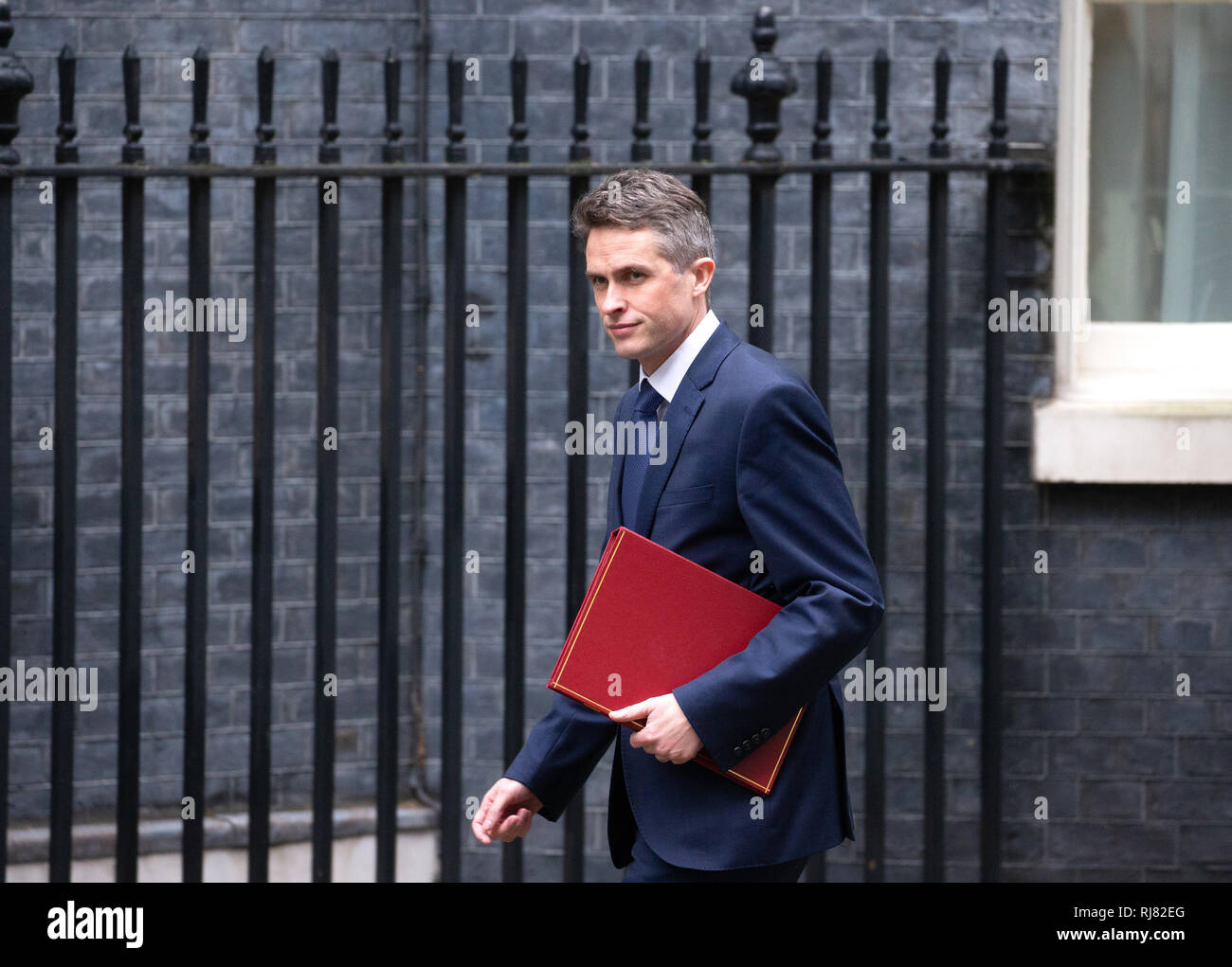 London, UK. 05th Feb, 2019. Gavin Williamson, Secretary of State for Defence, arrives for the Cabinet Meeting. Credit: Tommy London/Alamy Live News Stock Photo