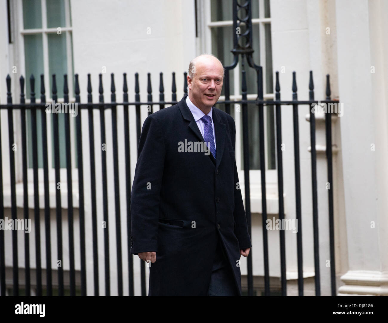 London, UK. 05th Feb, 2019. Chris Grayling, Secretary of State for Transport, arrives for the Cabinet Meeting. Credit: Tommy London/Alamy Live News Stock Photo