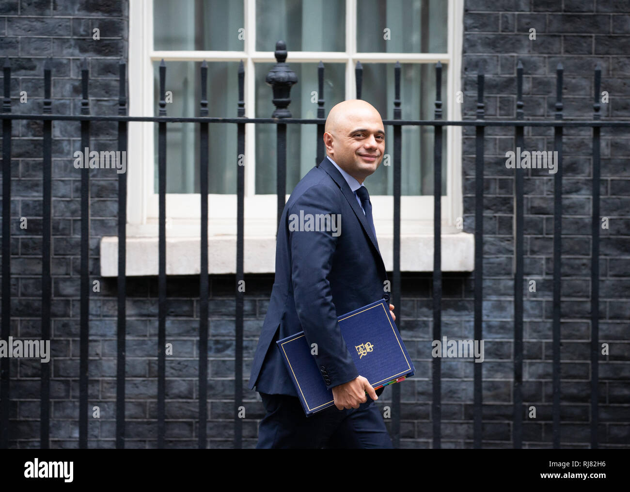 London, UK. 05th Feb, 2019. Sajid Javid, Secretary of State for the Home Department, leaves the Cabinet Meeting. Credit: Tommy London/Alamy Live News Stock Photo