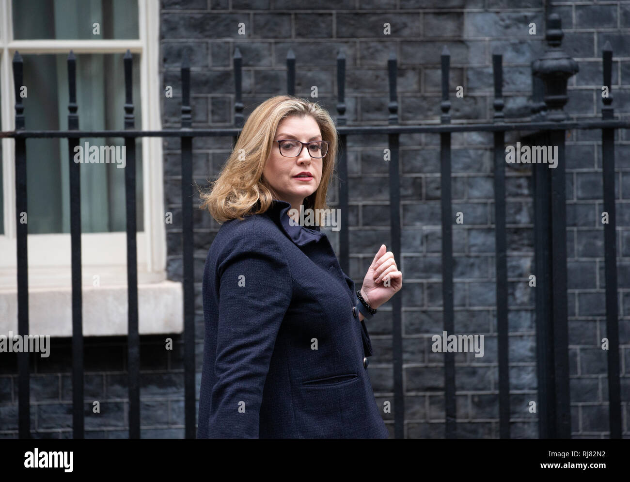 London, UK. 05th Feb, 2019. Penny Mordaunt, Secretary of State for International Development, Minister for Women and Equalities, leaves the Cabinet Meeting. Credit: Tommy London/Alamy Live News Stock Photo