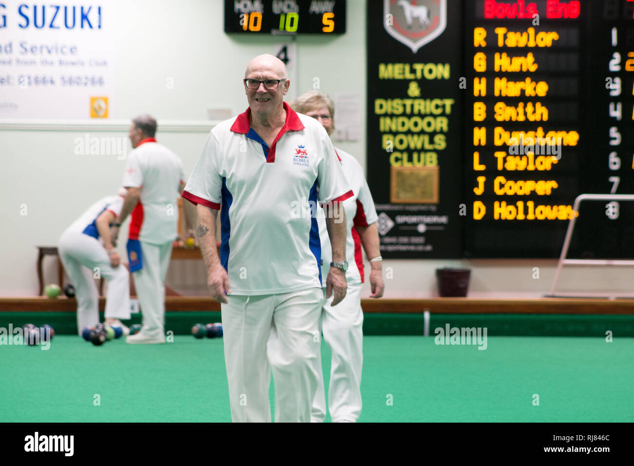 Melton Mowbray Indoor Bowls Club, Leicestershire, UK. 4th February 2019