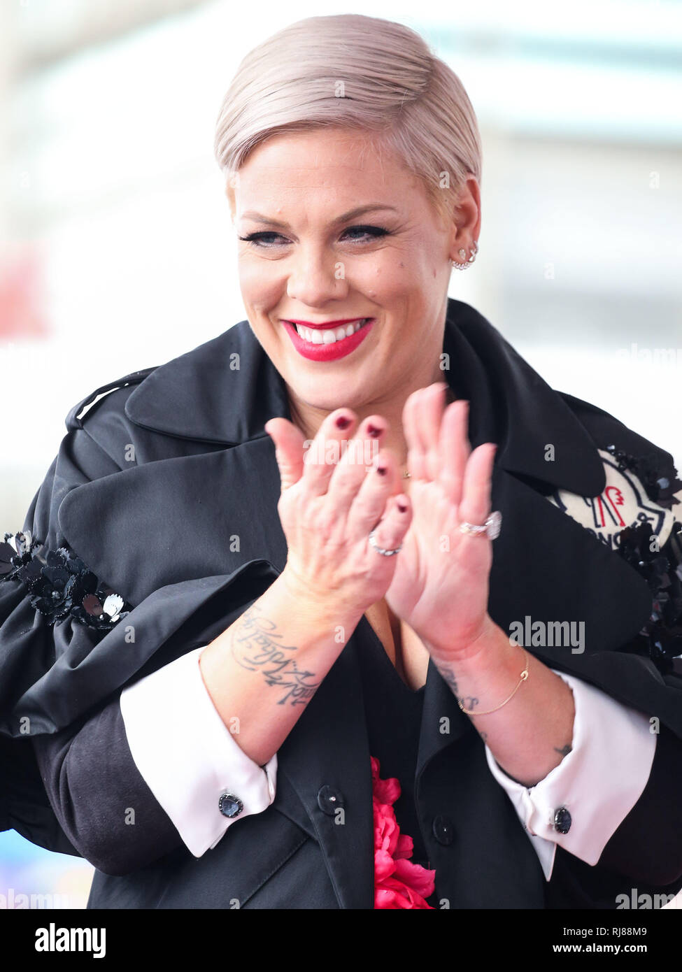 HOLLYWOOD, LOS ANGELES, CA, USA - FEBRUARY 05: Singer P!nk (Pink, Alecia  Moore) attends a ceremony honoring her With Star On The Hollywood Walk Of  Fame - Dedication of the 2,656th star