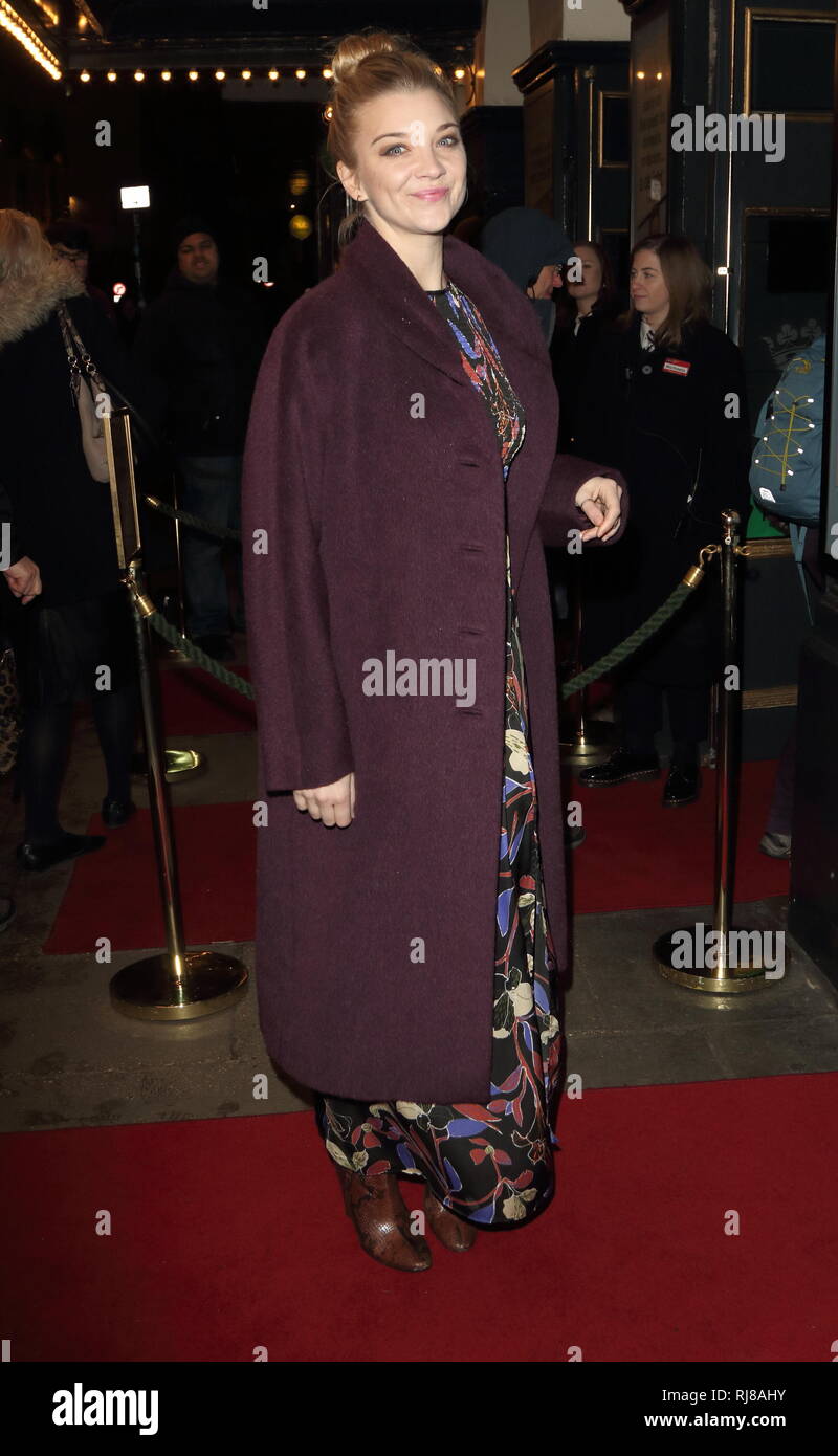 Natalie Dormer attends the press night ‘Home, I'm Darling’ at the Duke of York's Theatre in St Martin's Lane. Stock Photo