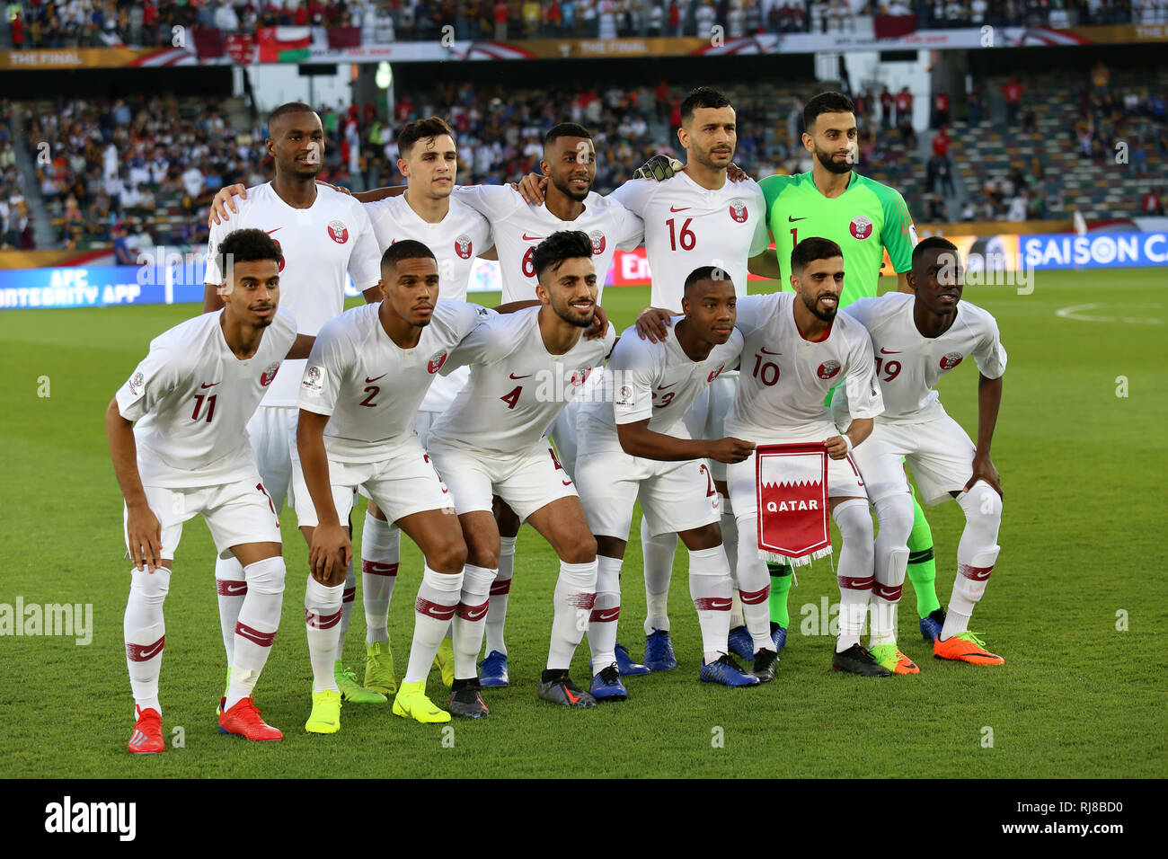 Qatar line up seen during the final Asian cup 2019 match between Qatar