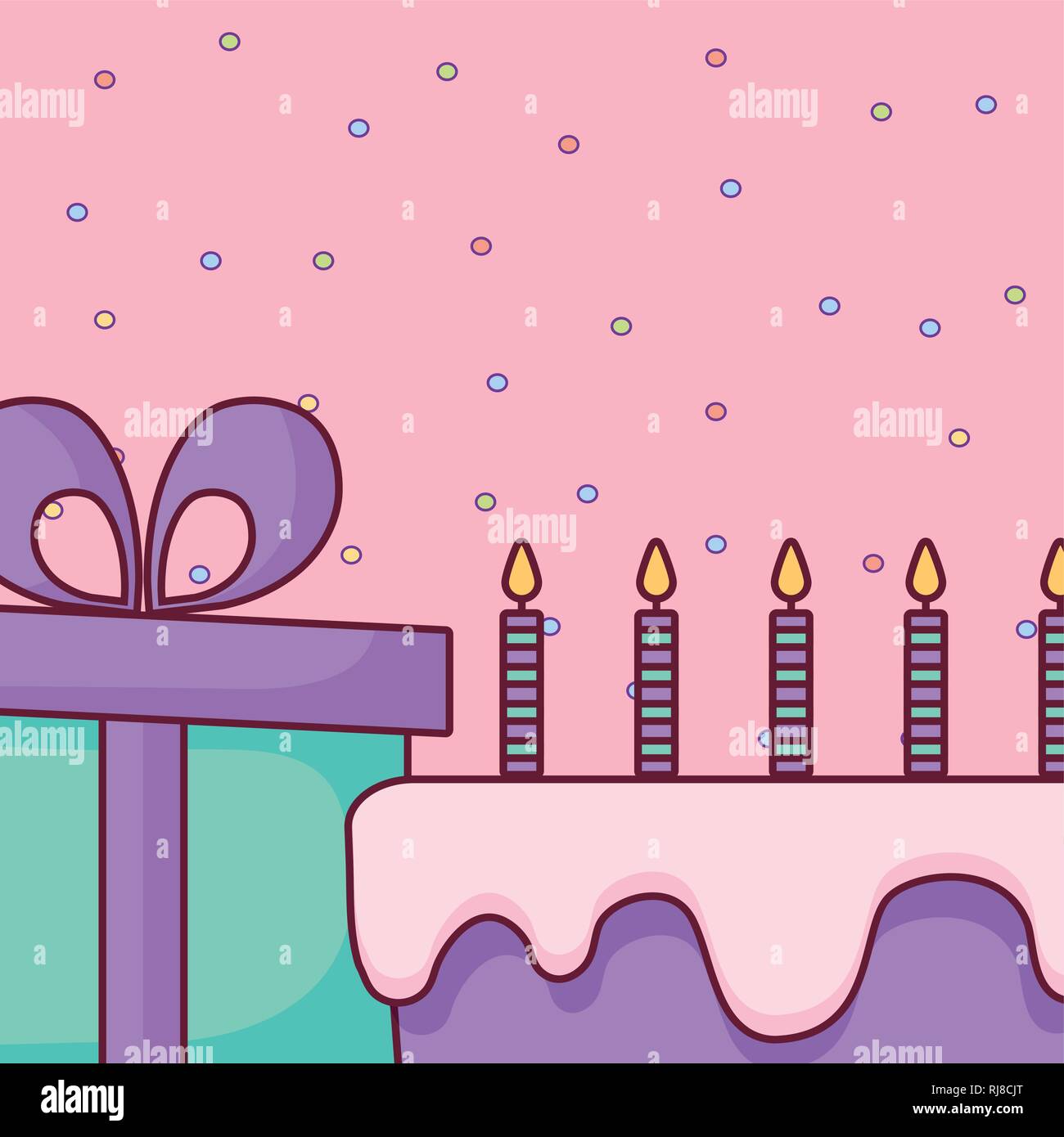 sweet birthday cake with candles vector illustration design Stock ...