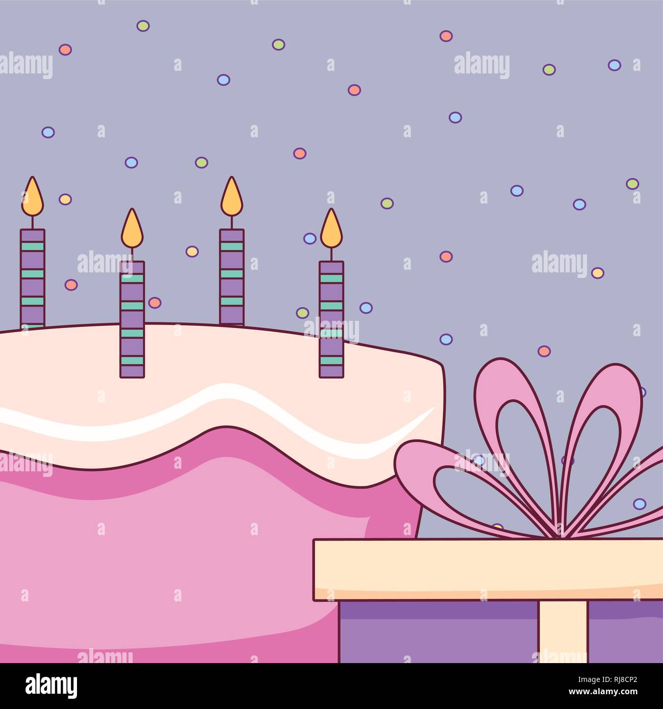 sweet birthday cake with candles vector illustration design Stock ...
