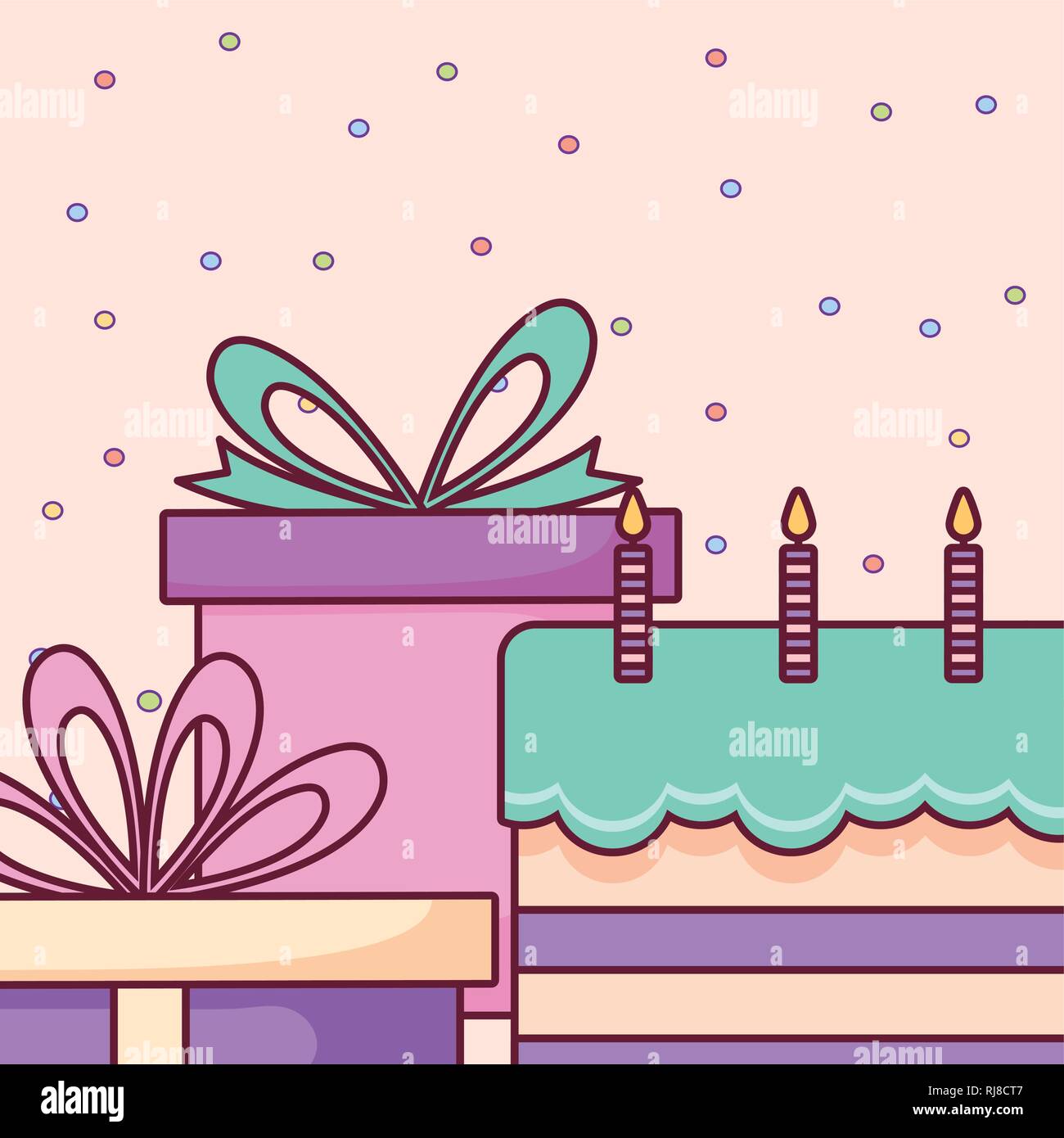 sweet birthday cake with candles vector illustration design Stock ...
