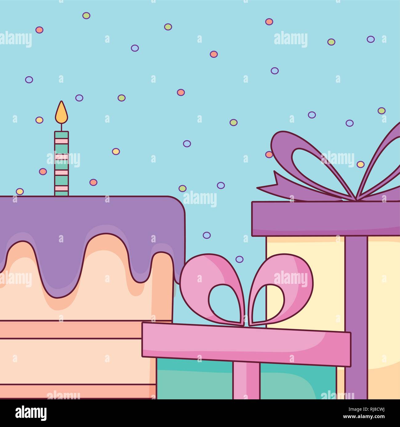 sweet birthday cake with candles vector illustration design Stock ...