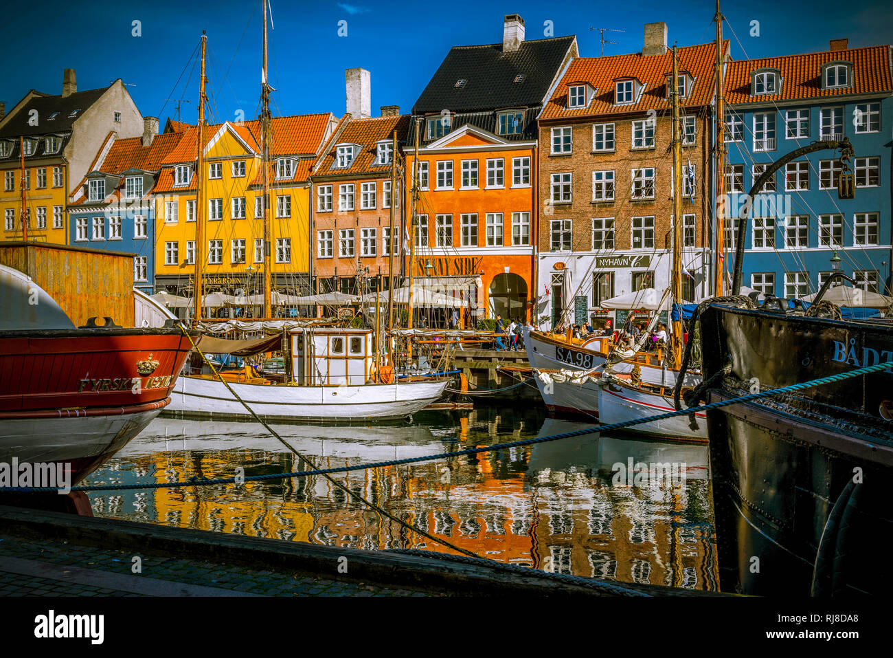 Europa, Dänemark, Kopenhagen, Zentrum, Hafen, Nyhavn, Neuer Hafen Stock Photo