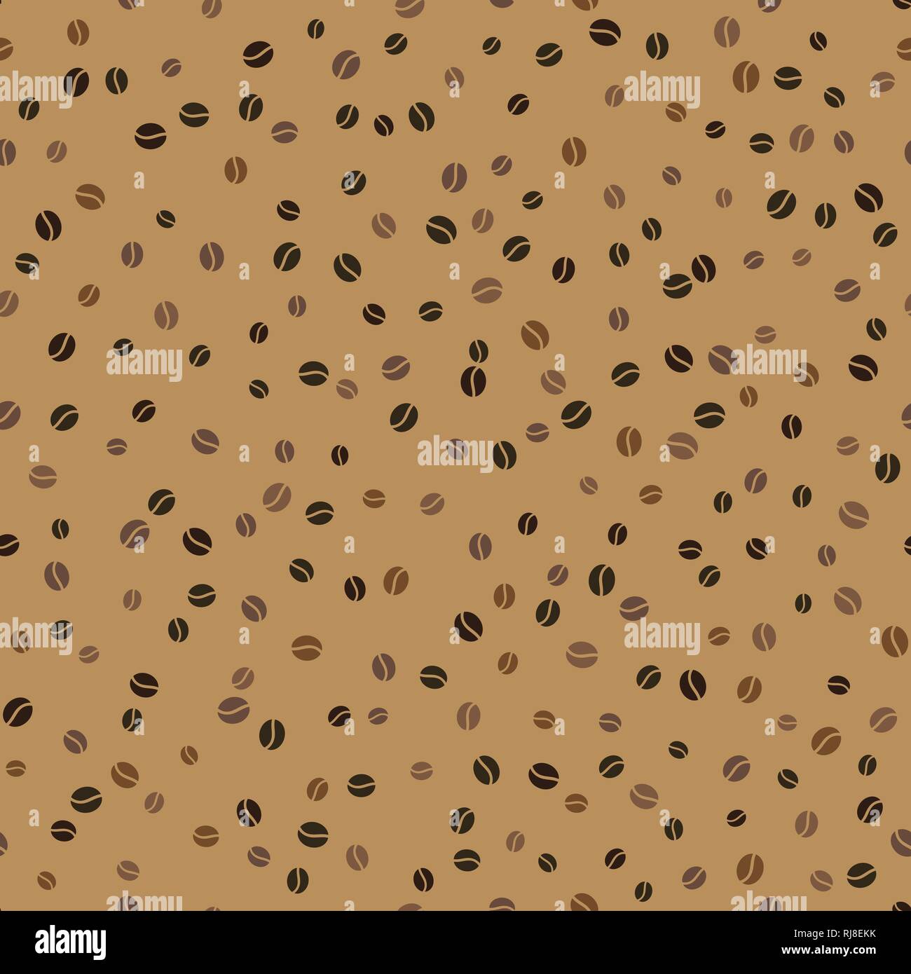 Coffee beans. Seamless pattern background. Beige and brown. Vector illustration. Stock Vector