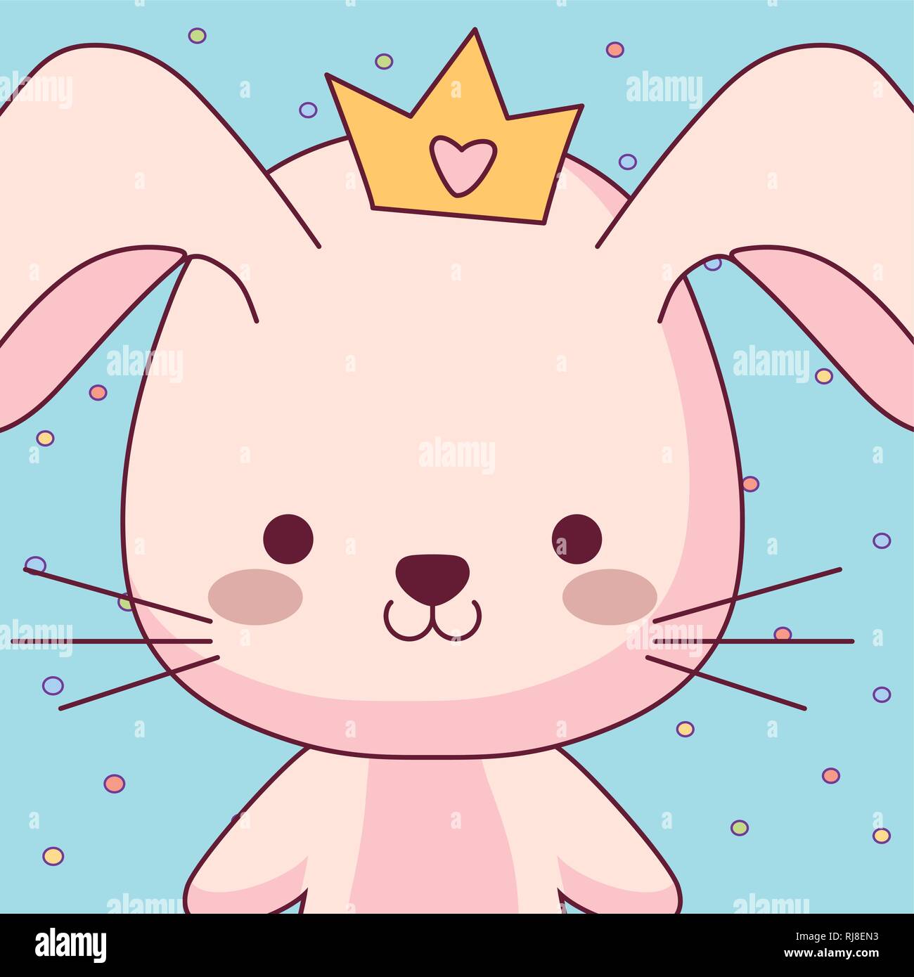 cute and little rabbit with crown character vector illustration design ...