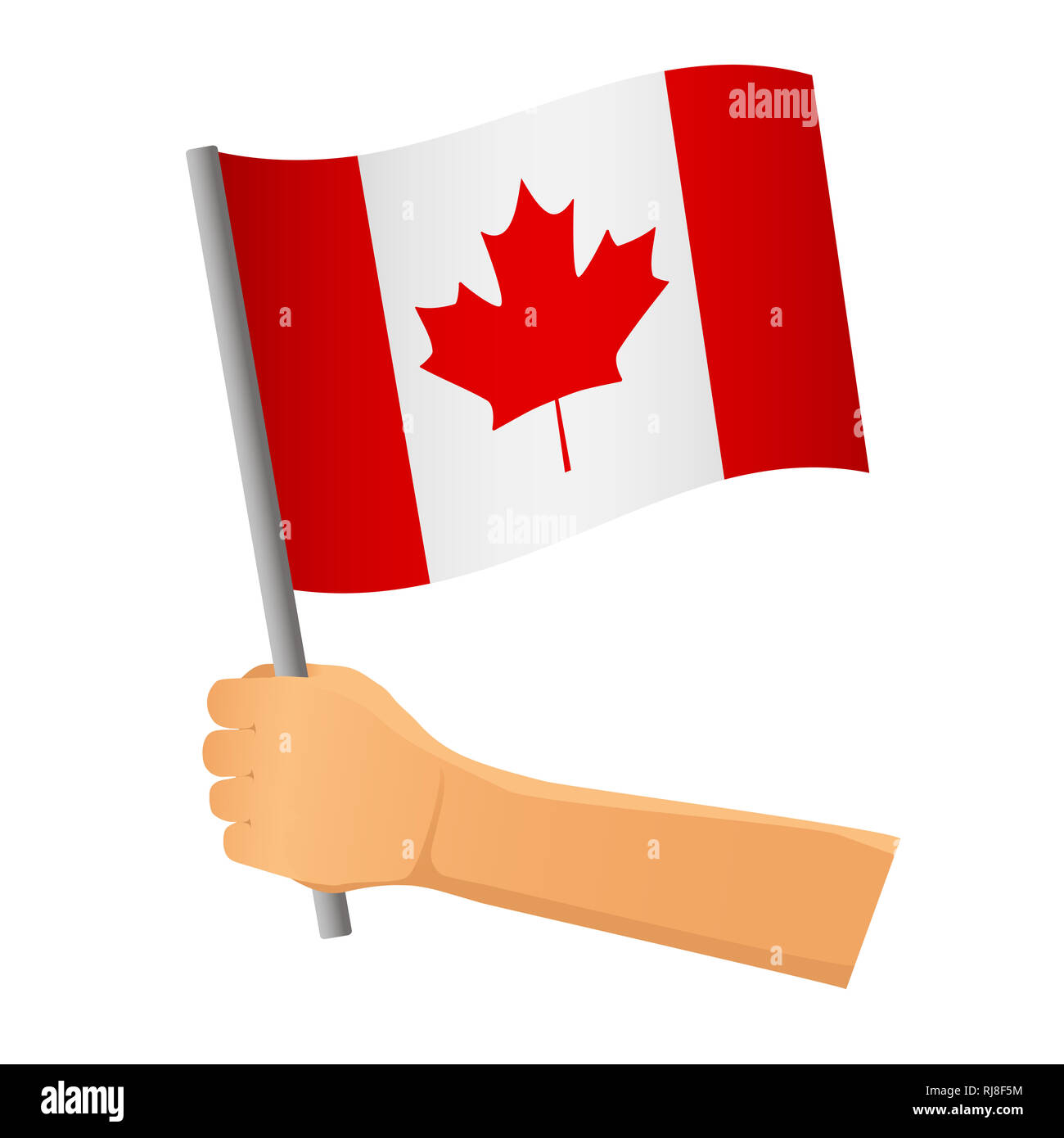 Canada flag in hand. Patriotic background. National flag of Canada  illustration Stock Photo