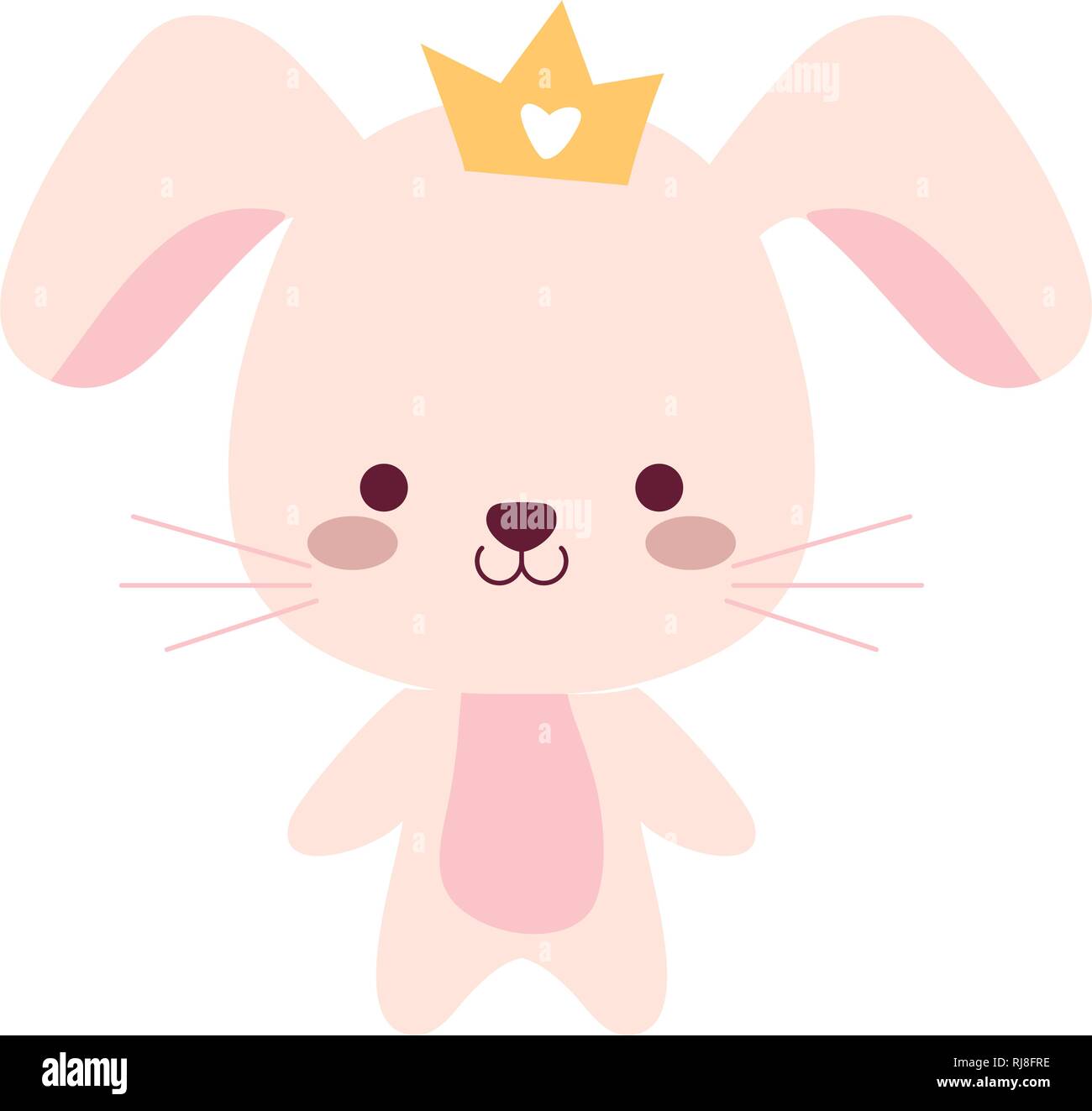 cute and little rabbit with crown character vector illustration design ...