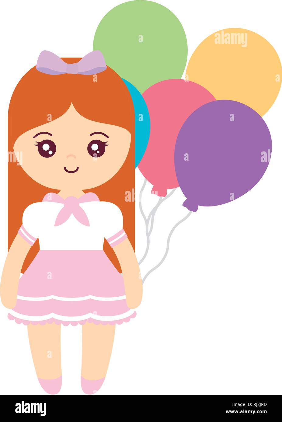 cute and little girl with balloons helium vector illustration design ...