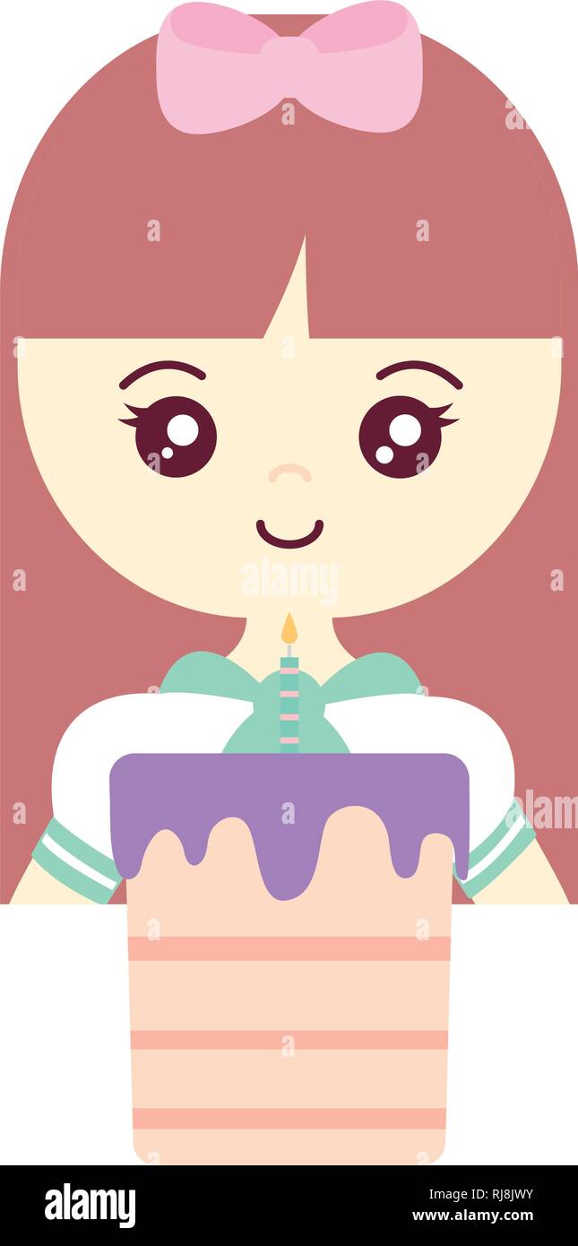 cute and little girl with sweet cupcake vector illustration design ...