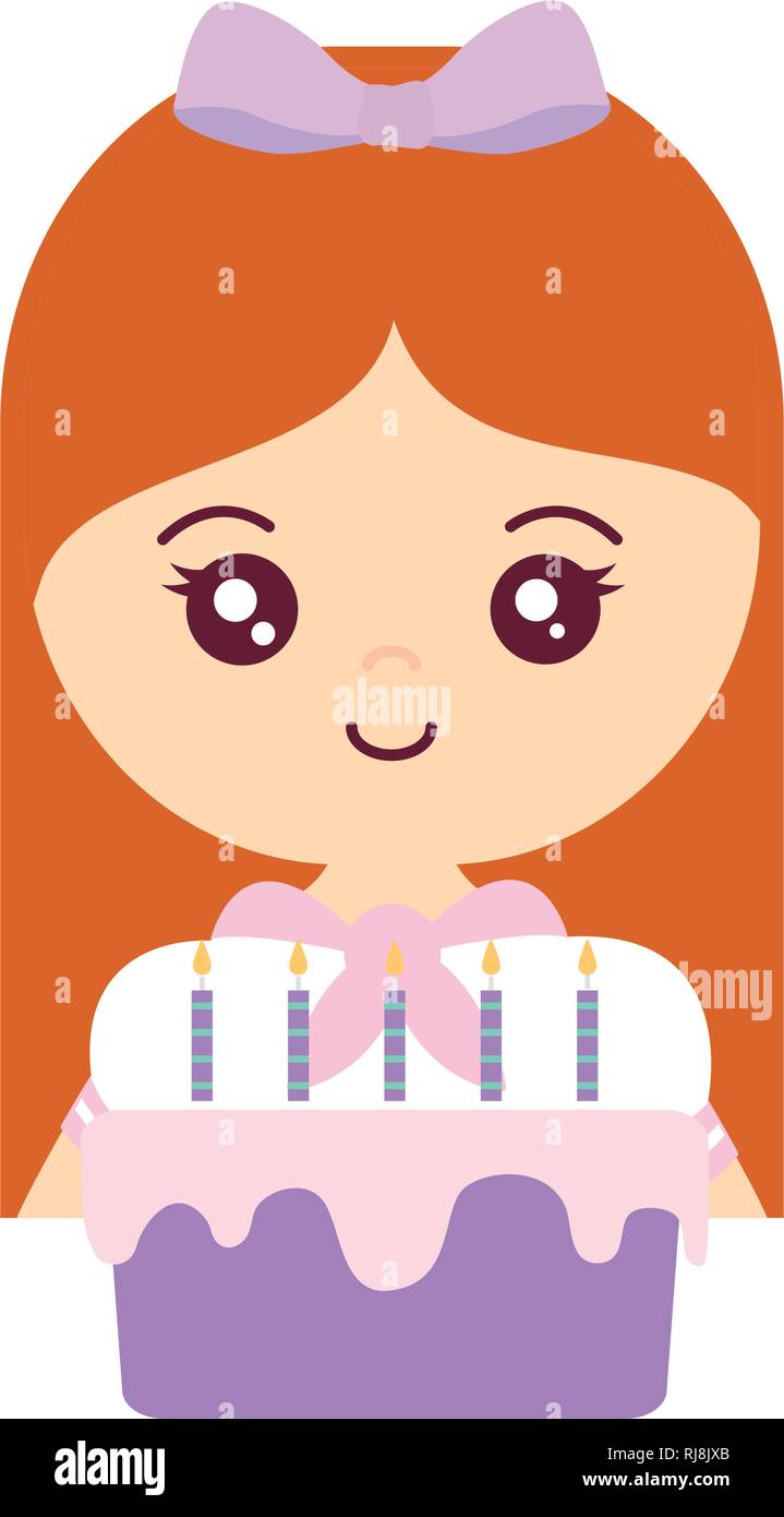 cute and little girl with sweet cupcake vector illustration design ...