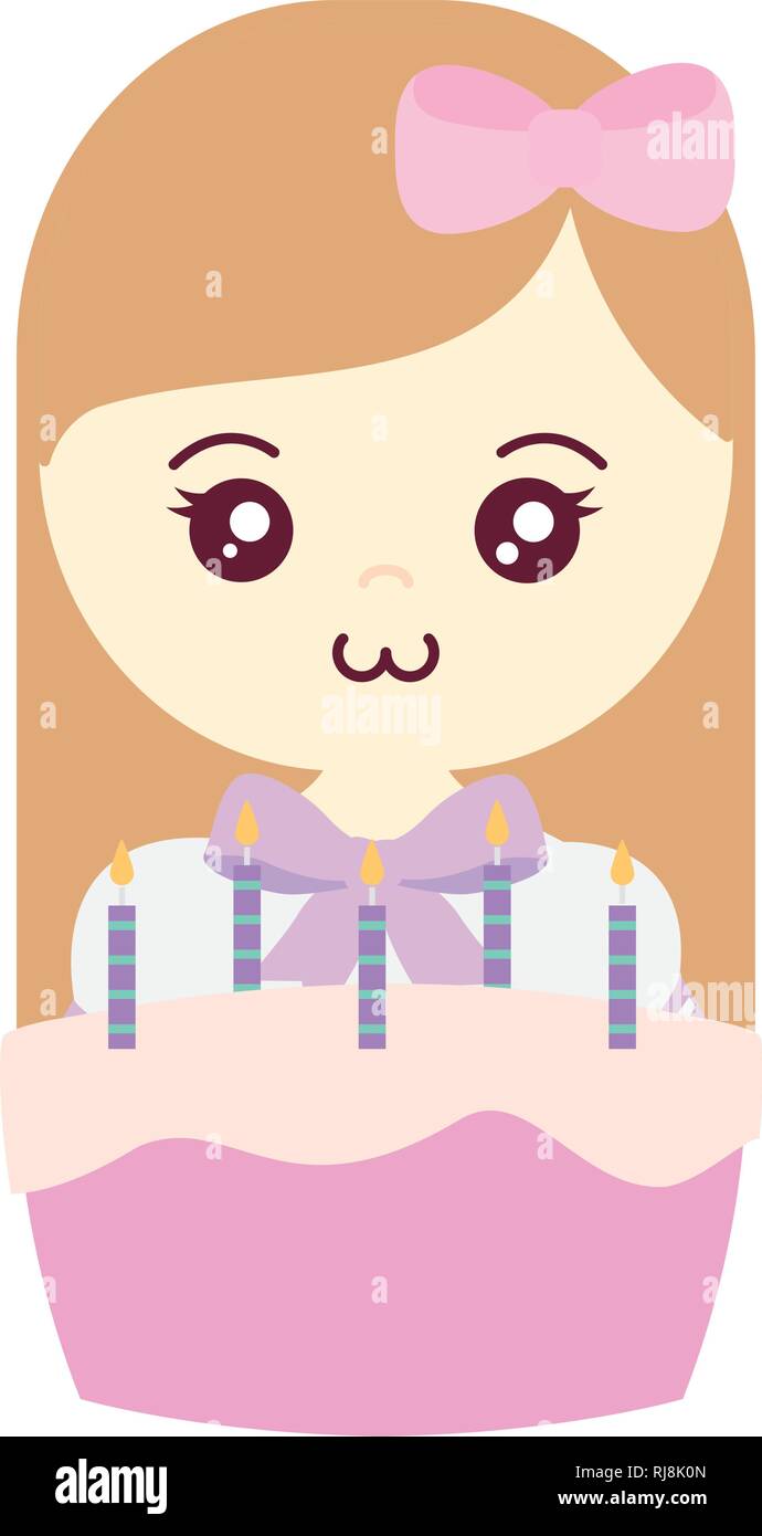 cute and little girl with sweet cupcake vector illustration design ...