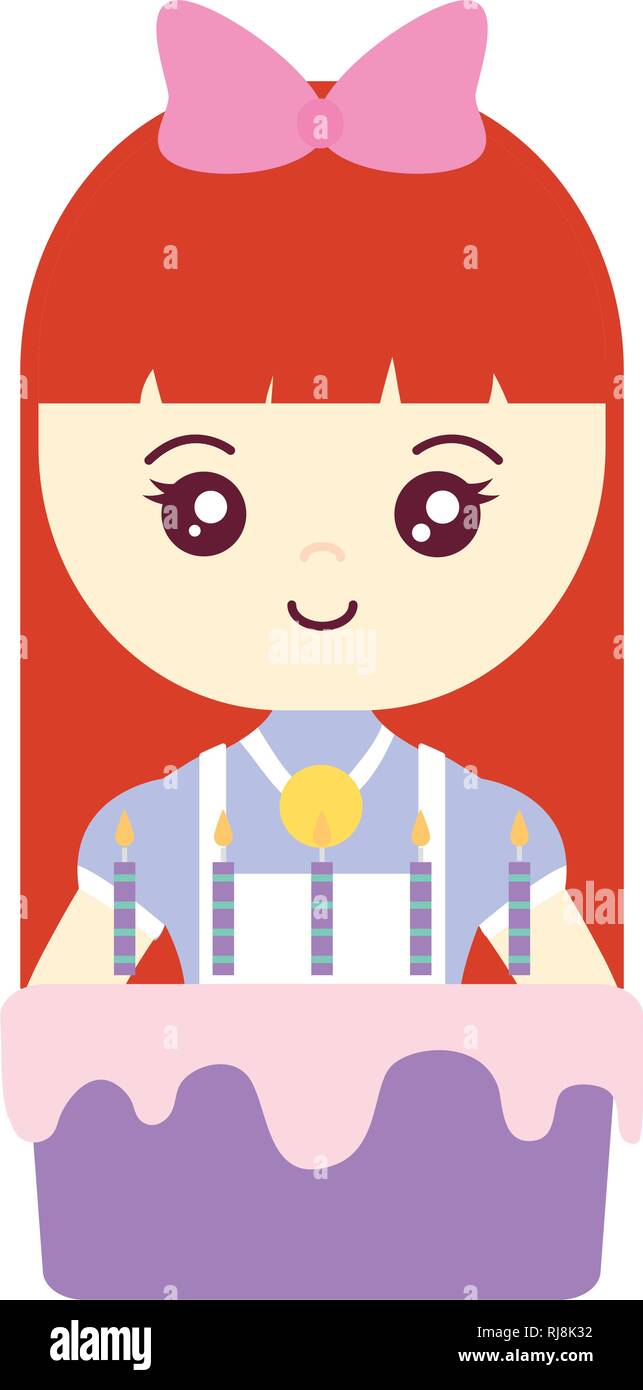 cute and little girl with sweet cupcake vector illustration design ...