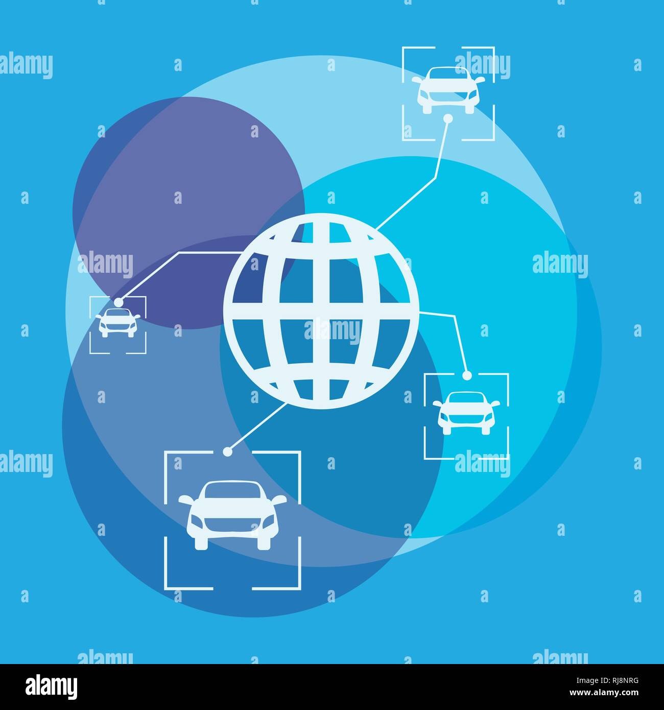 autonomous smart car connection world vector illustration Stock Vector