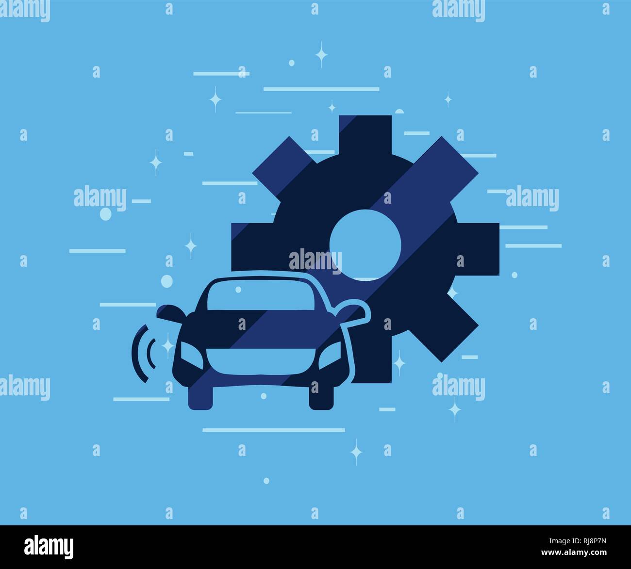 autonomous smart car sensor gear vector illustration Stock Vector Image