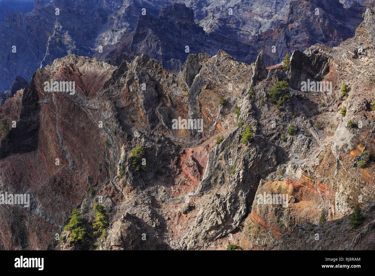 Blick in die Caldera de Taburiente, Nationalpark, La Palma, Kanarische Inseln, Spanien Stock Photo
