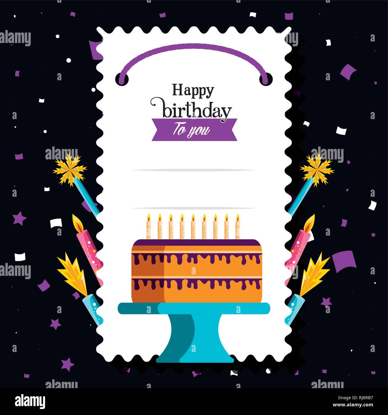 birthday cake with candles vector illustration design Stock Vector ...